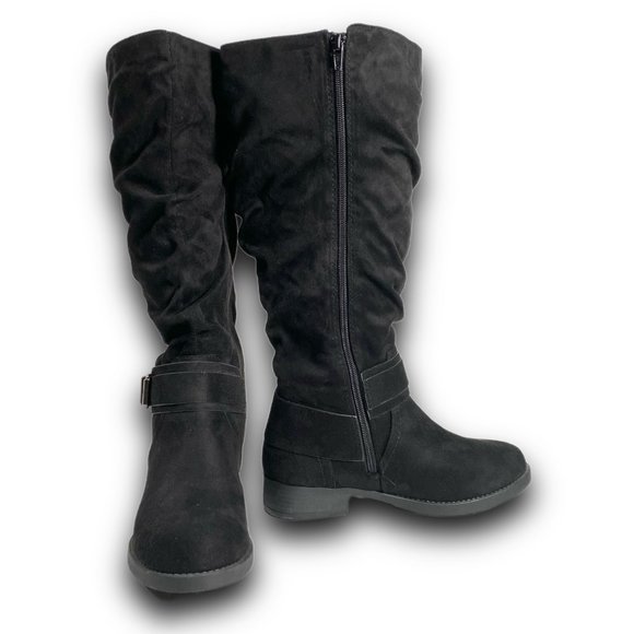 Unr8ted, Darius, Black Knee High Boot, Wide Calf, Round Toe, Buckle, Size 7.5 W - Picture 4 of 15